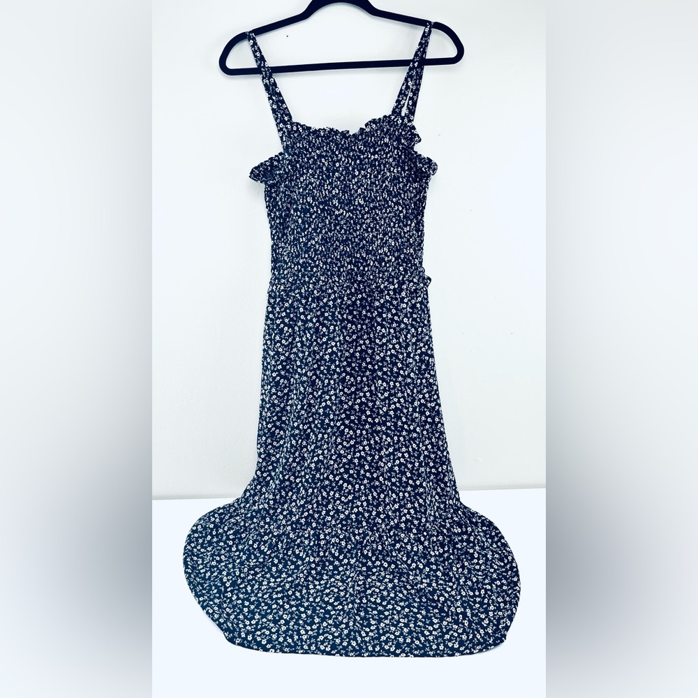Sienna Sky Navy Floral Smocked Midi Dress Size L